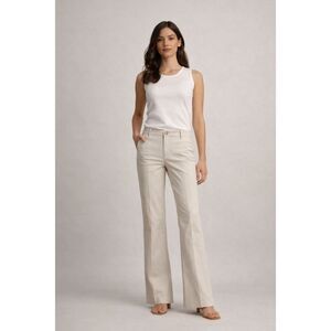 Crocodile Ladies Beige Flare Pants Mid Rise Cotton Blend Size 4